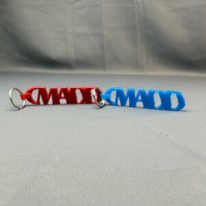 Vintage MADD Mothers Against Drunk Driving Keychain Lot of 2 Red Blue Retro